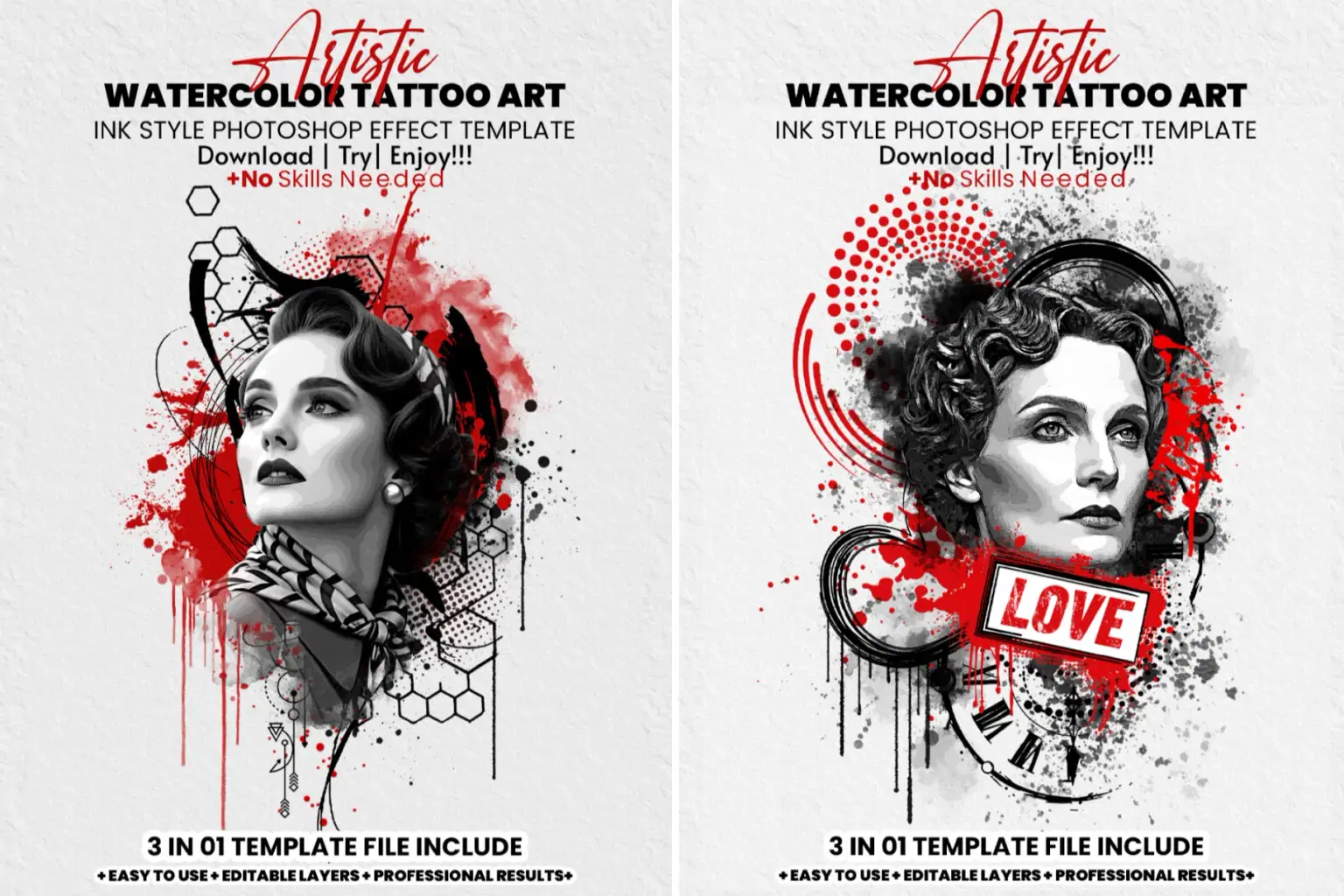 Watercolor Tattoo Art Photoshop Effect Template Artistic Ink Style Photo Design.jpg